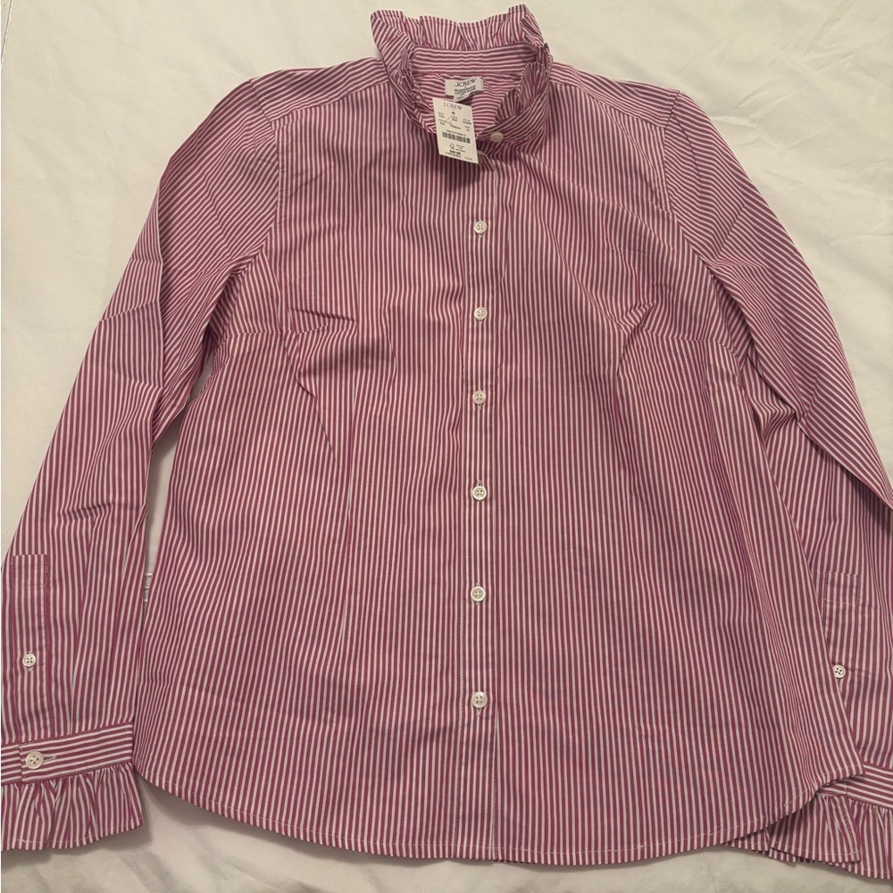 J. Crew Pink and White Striped Shirt
